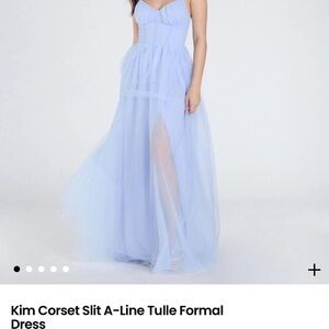 Elegant Blue Tulle A-Line Prom Dress